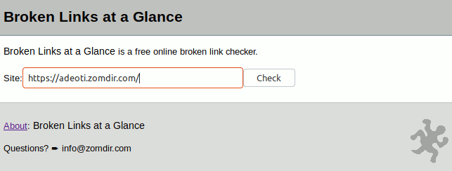 Input form of Broken Links at a Glance